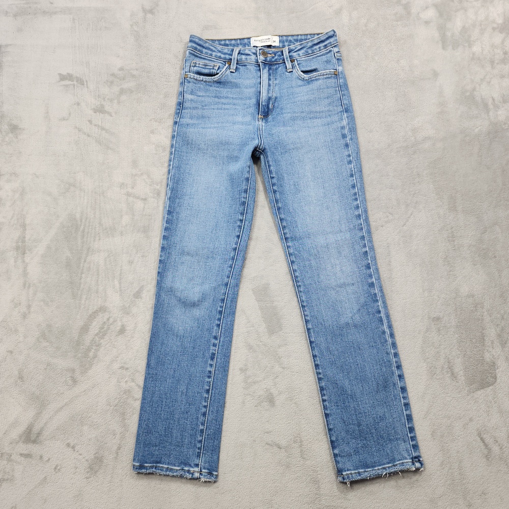 Just Black Denim Jeans Womens 26 Blue Mid Rise Clean Straight Frayed Hem Stretch